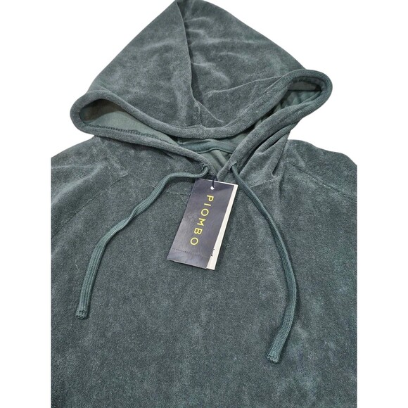 Mens 2XL Terry Cloth Hoodie Green Pullover Towel Sweatshirt Piombo Cozy Lounge - Picture 12 of 16